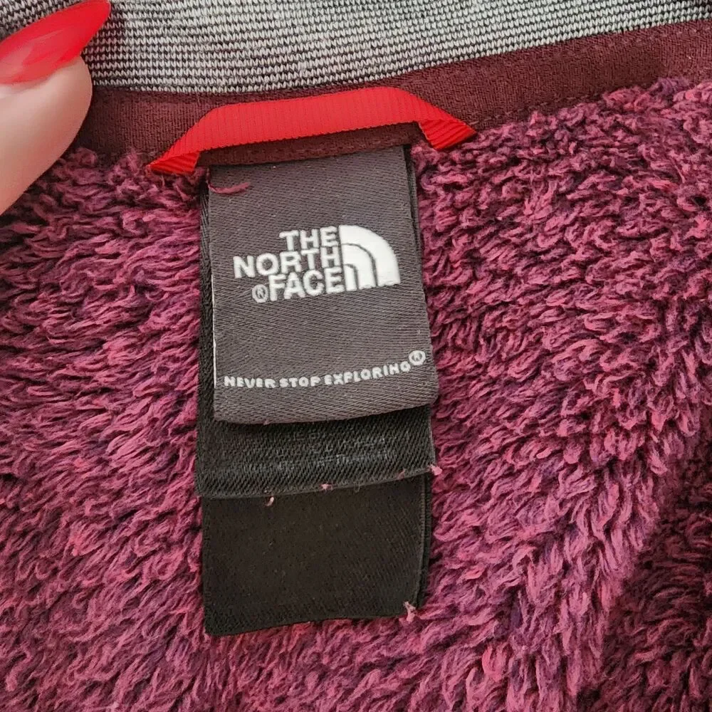 The‎ North Face Womens M Burgundy Fleece 1/4 Zip Pullover Jacket Kangaroo Pocket